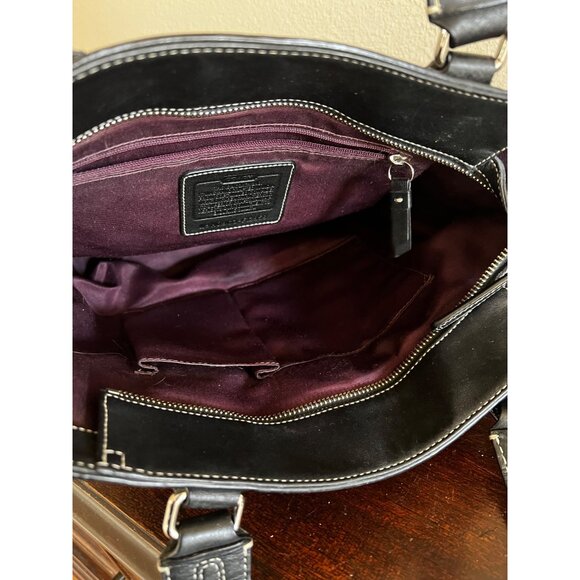 Vintage Coach Hampton Black Pebble Leather Tote Turnlock Zip Medium Bag F13959 - Picture 10 of 13